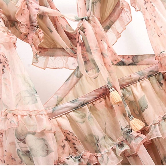 Floral Open Back Ruffled Dress - Picture 4 of 5